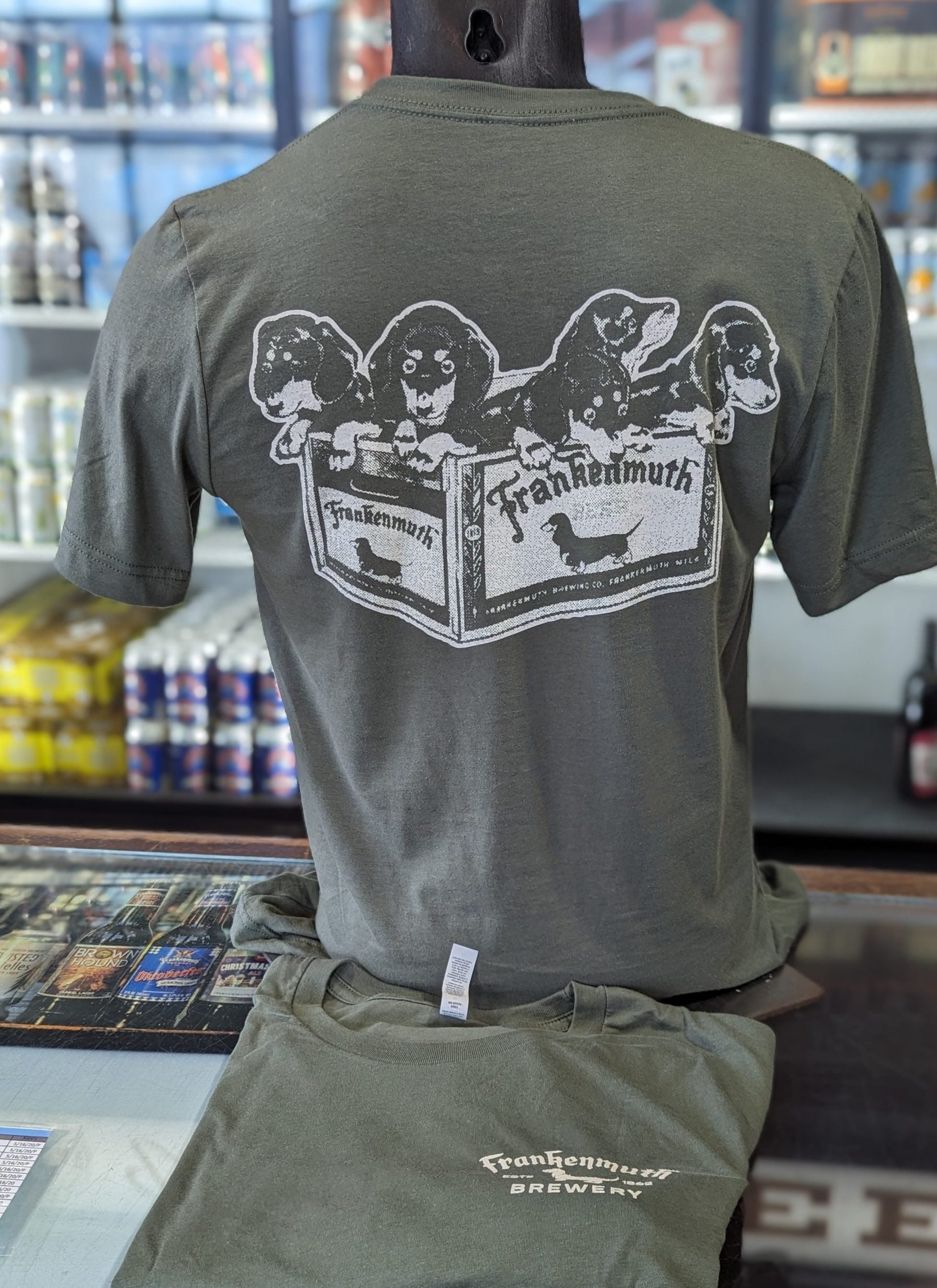 Vintage Tees - Military Green Dogs in Beer Crate