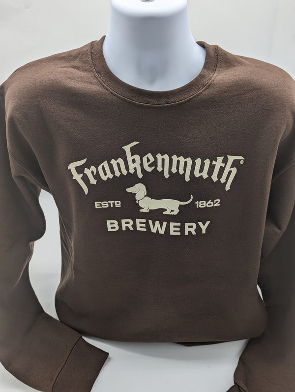 Chocolate Brown Crew Sweatshirt with Antique White Logo